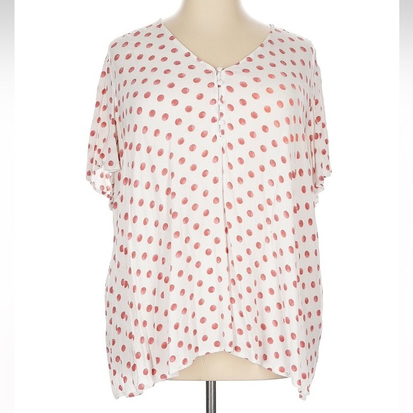 Lane Bryant White Short Sleeve Blouse with Red Polka Dots Women’s Plus Size 28 - Picture 9 of 9